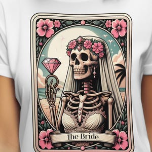 Skeleton Bride Tarot Card PNG, Halloween Tarot Sublimation, Gothic Bride Clipart, Digital Bride Tarot Design, Skeleton Sublimation PNG