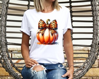 Leopard Bow Pumpkin PNG: Halloween Tumbler Sublimation Design