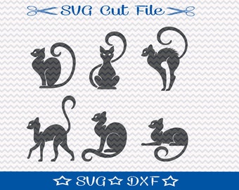 Black Cat SVG File /  Cut File for Silhouette / Animal SVG / Kitty SVG File / Halloween svg