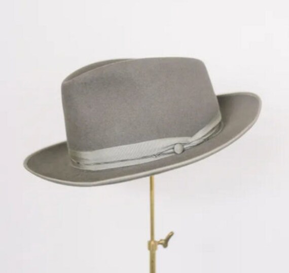 Grey Fedora 1940's Fur Felt Hat Size 56cm