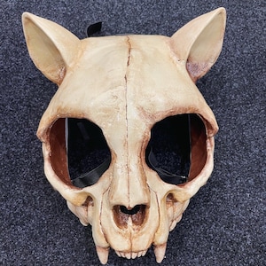 Apocalyptic Cat Mask - Cute and Spooky Cartoon Feline Stylized Cosplay Headgear - 3D Printed - Painting Options Available