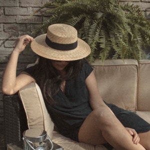 Le Chapeau Boater hat - Panmilli | Brim 2.7 & 2.9 in | Customized | Personalize Summer Hat | Gift for her | Vacation Sun Hat | Natural hat