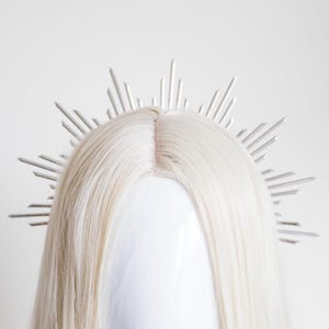 Silberne Sonnenkrone Headpiece: Metall Göttin Braut Haarreif