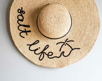 Floppy “Beach Life” Hat Floppy Straw Sun Hat: Beach Life, Salty Hair - Etsy main image 2