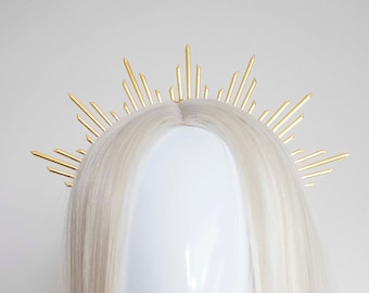 Gold Metal Sun Crown - Panmilli | Goddess Headpiece | Queen Crown | Bridal headband | Idea costume | Sun headpiece | gala