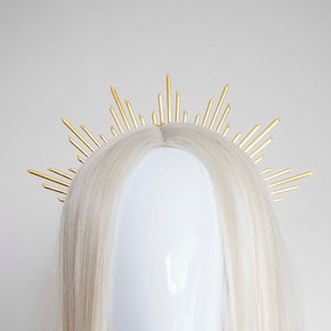 Gold Metal Sun Crown - Panmilli | Goddess Headpiece | Queen Crown | Bridal headband | Idea costume | Sun headpiece | gala