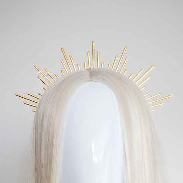 Gold Metal Sun Crown - Panmilli | Goddess Headpiece | Queen Crown | Bridal headband | Idea costume | Sun headpiece | gala