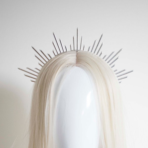 Silver Metal Sun Crown - Panmilli | Goddess Headpiece | Queen Crown | Bridal headband | Idea costume | Sun headpiece | gala