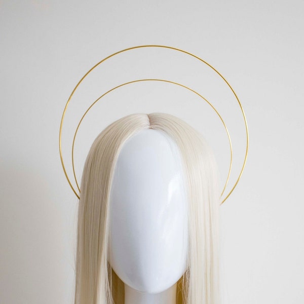Gold Halo Crown 2 layer - Panmilli | Goddess headpiece | Queen Crown | Bridal headband | Photoshoot idea | Gala crown | festival crown