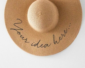 Light Coffee Color Hat - Panmilli | Customized Sun Hat | Custom Hat | Honeymoon Gift | Personalized Bride Gift | Vacation hat | Gift Idea