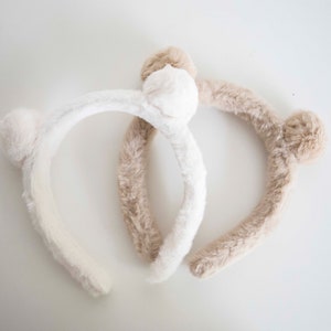 Diadema de orejas de oso de peluche suave - Diadema festiva de desfile