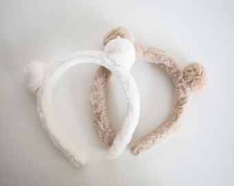 Soft Baby bear ears headband - Panmilli | Plush ears | Parade headband | Baby Holiday headband | bath headband | headband ears | children