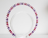 Purple Red Pink Violet Crystal Small  Halo Crown: Silver Goddess Headpiece by Panmilli — image 5