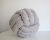 Grey Plush Knot Pillow: Scandinavian Decorative Cushion — image 1