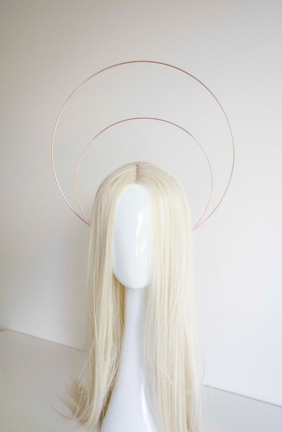 Large Rose Gold Halo Crown: Bridal Goddess Headpiece