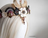 Egyptian Queen Headpiece - Luxury Gold Rhinestone Winged Crown - Goddess Cosplay Accessory - Panmilli Handmade Floral Jeweled Headdress — image 8