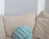 Sky Blue Plush Knot Pillow: Scandinavian Decorative Cushion — image 3
