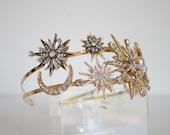 Celestial Starburst Crown Gold Bridal Tiara Rhinestone Headband Star Headpiece Constellation Wedding Hair Accessory by Panmilli — image 7