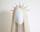 Black Metal Sun Crown with Crystals: Goddess Headpiece — image 1