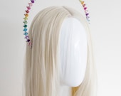 Small Rainbow Crystal Halo Crown: Silver Goddess Headpiece (6.69 Inches) — image 5