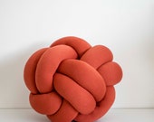 Deep Orange Knot Pillow: Handmade Decorative Sphere Cushion — image 1