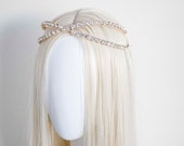 Gold Crystal Cross Hair headband - Panmilli | large crystals | women accessory | Goddess headpiece | Bridal headband | bling bling headband — image 5