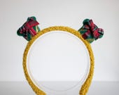 PANMILLI Christmas Headband, Yellow Sherpa Crown, Velvet Plaid Bow Hairband — image 7