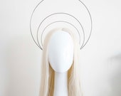 Black Halo Crown – 3 Layer Goddess Headpiece, Bridal Photoshoot — image 5