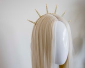 Gold Sun Crown with Crystals: Goddess Bridal Headpiece — image 6