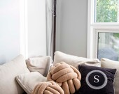 Light Brown Plush Knot Pillow: Scandinavian Decorative Cushion — image 5