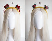 PANMILLI Christmas Headband, Yellow Sherpa Crown, Velvet Plaid Bow Hairband — image 3