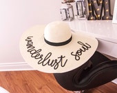 IVORY COLOR Floppy Hat -  Panmilli | Large Head size , Personalized Sun Hat, Custom Hat, Honeymoon Gift, Bridal vacation hat, Gift Idea — image 4