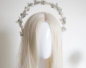 Silver Butterfly Crystal Halo Crown – Whimsical Wedding Tiara, Lightweight Hair Accessory — image 5