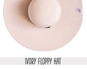 Ivory Floppy Sun Hat - Large Brim, Personalized Summer Hat — image 1