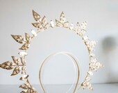 Gold Metal Leaf Sun Crown: Baroque Wedding Headband — image 4