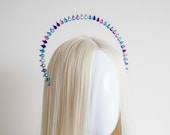 Crystal Halo Crown: Blue Purple Violet Headpiece, Pride Parade — image 4