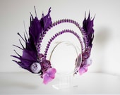 Purple Goddess Halo Crown: Floral Feather Headpiece — image 6