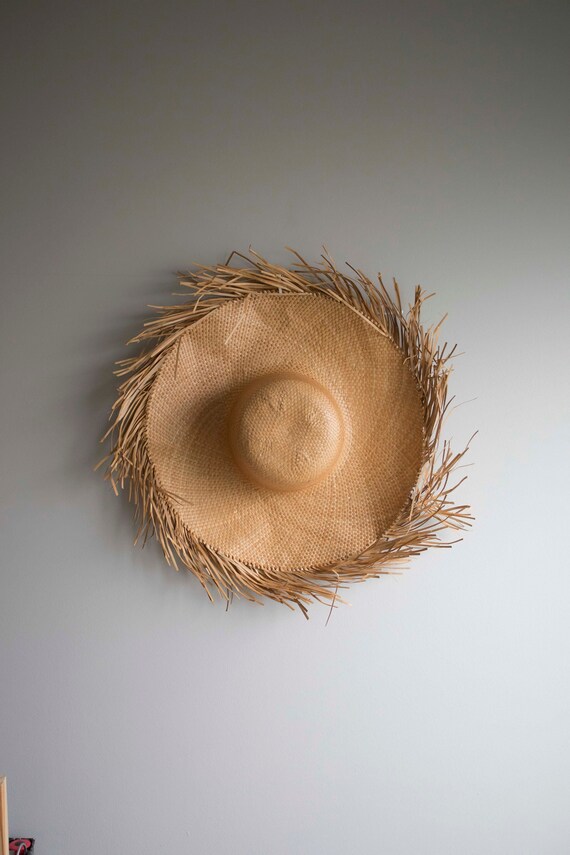 Fringe Straw Sun Hat: Raw Edge, Personalized Summer Vacation Hat