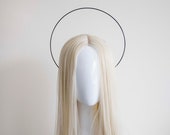 Black Halo Crown: Goddess Headpiece, Bridal Headband — image 1