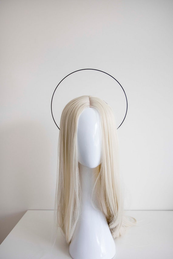 Black Halo Crown: Goddess Headpiece, Bridal Headband