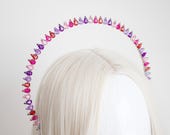 Purple Red Pink Violet Crystal Small  Halo Crown: Silver Goddess Headpiece by Panmilli — image 8