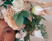 Oversized Pink Floral Headpiece: Maternity Photoshoot Flower Crown — image 1