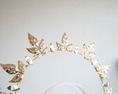 Gold Metal Leaf Sun Crown: Baroque Wedding Headband — image 6