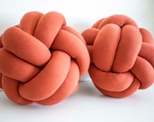 Deep Orange Knot Pillow: Handmade Decorative Sphere Cushion — image 6