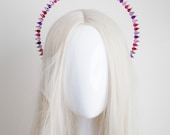 Purple Red Pink Violet Crystal Small  Halo Crown: Silver Goddess Headpiece by Panmilli — image 1