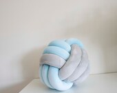 Two-Tone Grey & Blue Knot Pillow: Modern Home Decor — image 2