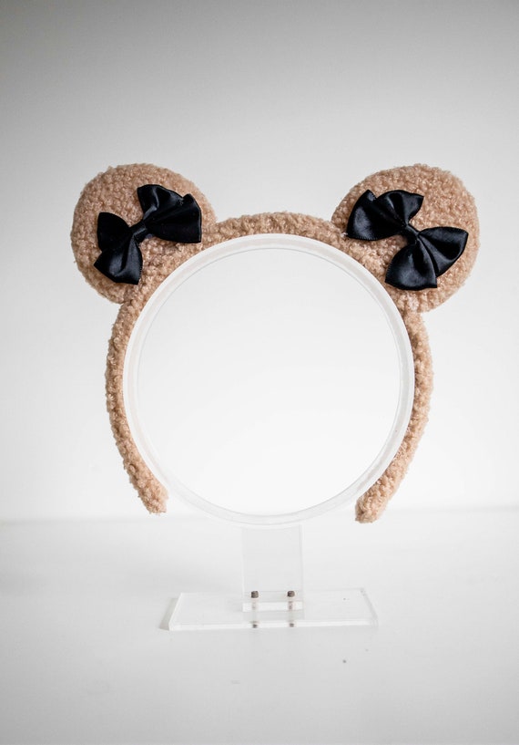 Baby Bear Ears Headband: Plush Bow Headband