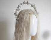 Silver Butterfly Crystal Halo Crown – Whimsical Wedding Tiara, Lightweight Hair Accessory — image 6