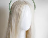 Green Crystal Halo Crown Headpiece, Spiked Emerald Tiara, PANMILLI Celestial Headband, Festival Met Gala Cosplay Bridal Hair Accessory — image 7