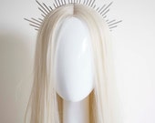 Silver Sun Crown Headpiece: Metal Goddess Bridal Headband — image 2